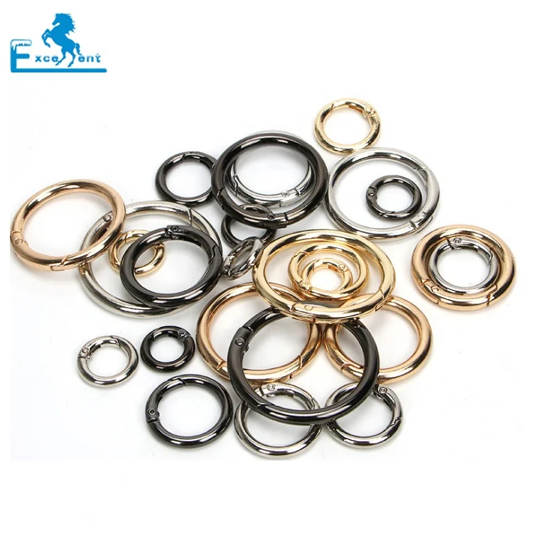 

Zinc Alloy Key Chain Spring Snap Hooks O Gate Ring Circle Round Carabiner for Handbag, Gold,silver,gun metal.brass