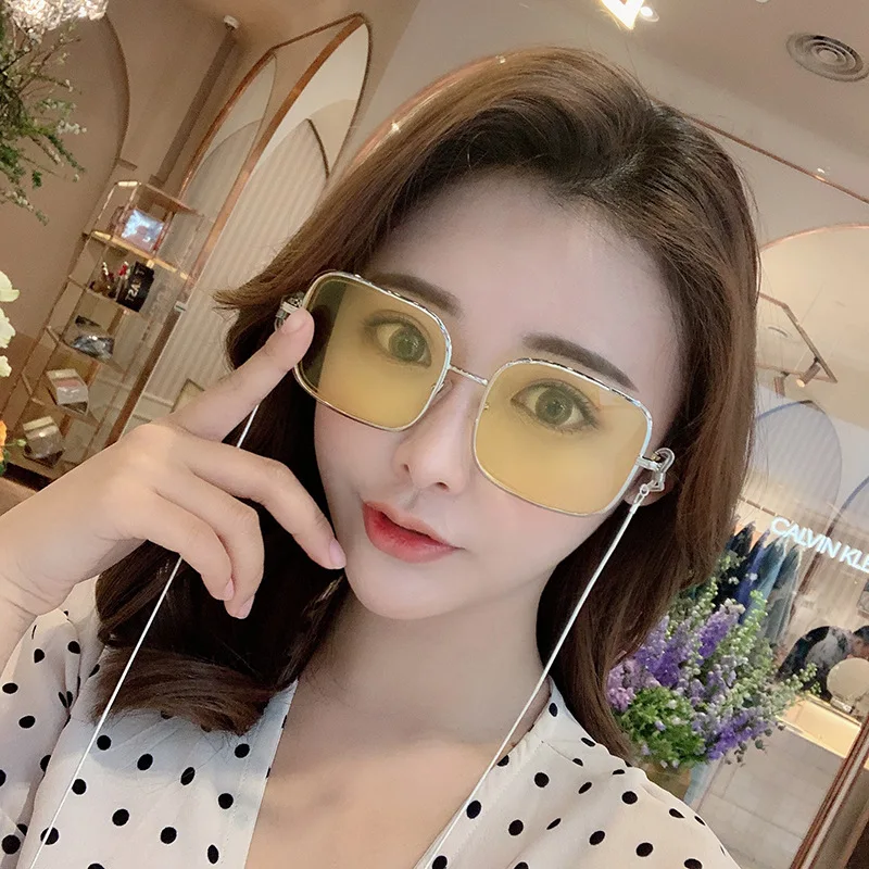 

SKYWAY Brand Italian Design Fashion Sunglasses Newest 2020 Women Square Metal Glasses Chain Sunglasses