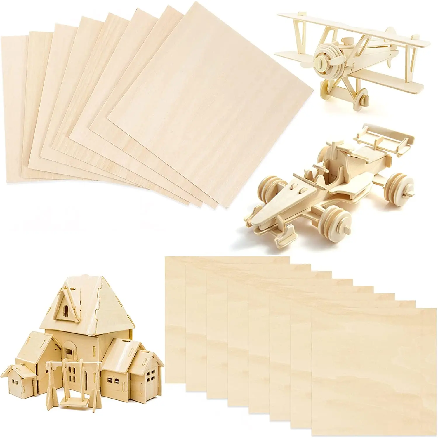 

China Supplier 1/16 1mm 2mm 3mm 5mm 6mm basswood plywood Basswood sheets For Laser Cutting crafts 3D Puzzle Toys