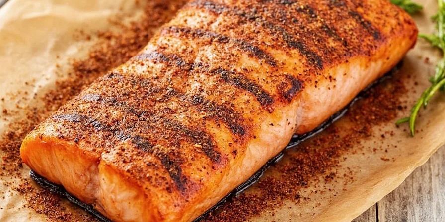 Grilled salmon on a plate with fresh herbs