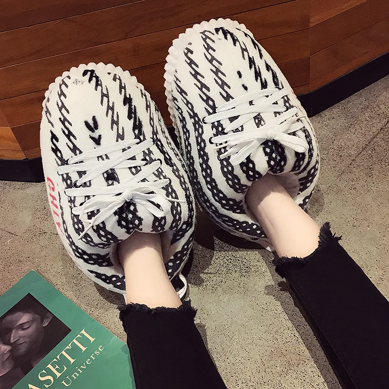 

Multicolored Winter Flat Thermal Yeezy Slippers Shoes for Female