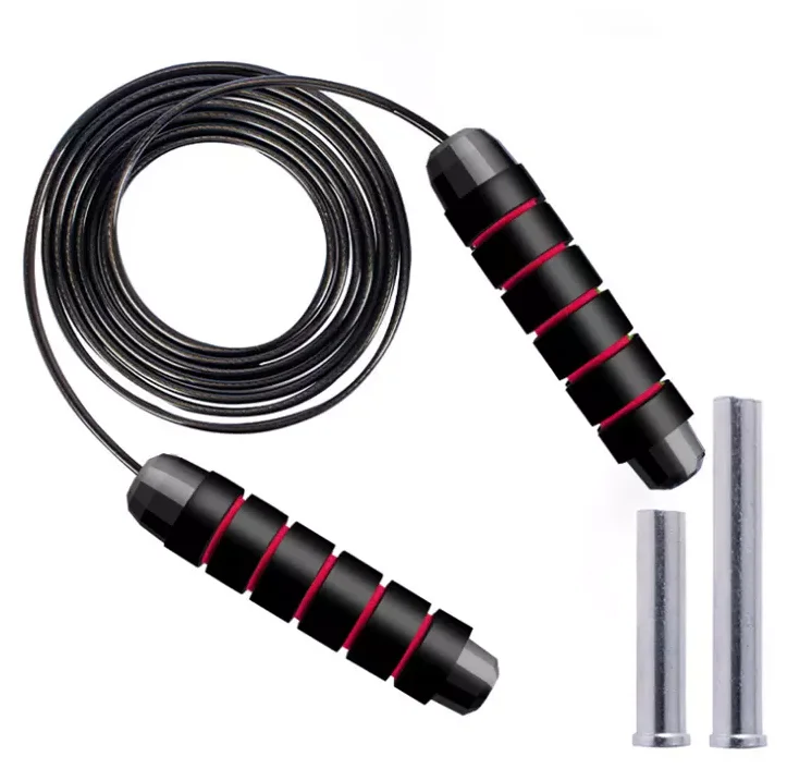 

Hot Sale Adjustable Tangle-Free Rapid Speed Jumping Rope Cable Skipping Rope with Ball Bearings, Black or customized