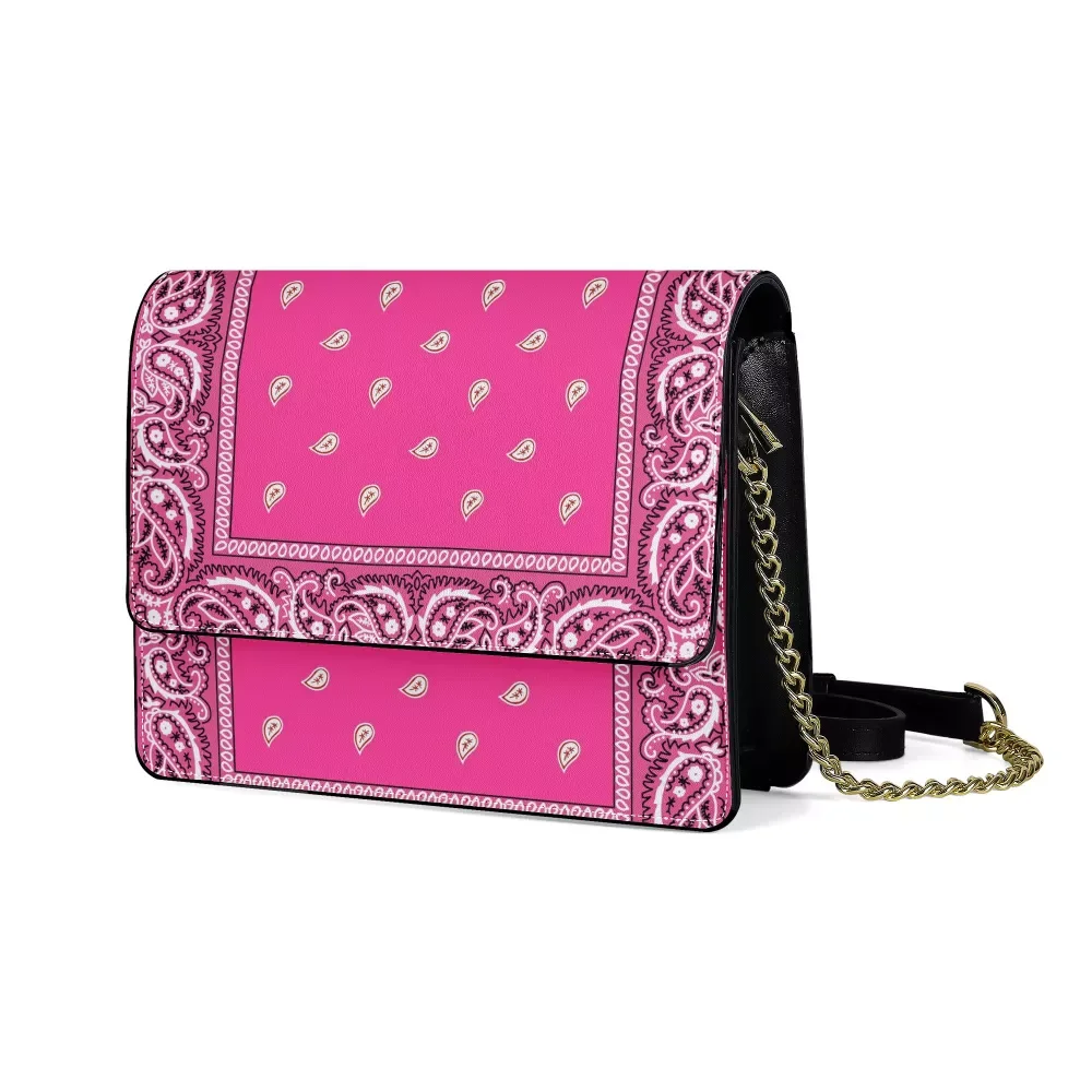 

Fashion PU Ladies Shoulder Bag Handbag Women's Crossbody Mini Messenger Bag Ladies Handbags Purse Bandana Print Pink Bag, Customized color