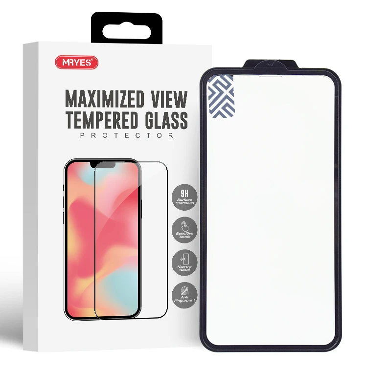 

MRYES Super Smooth Tempered Glass Easy Install Frame Guard Tool Kit Screen Protector For iPhone 15 14 Pro Max