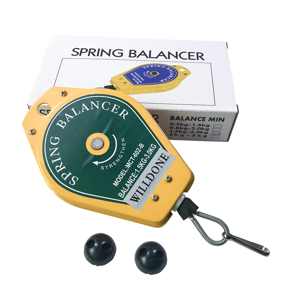 

Factory cheap Spring Balancer 0.6-1.2kg; 1.2-2.0kg 3.0-5.0kg Hanging Tool Balancer spring retractable tool