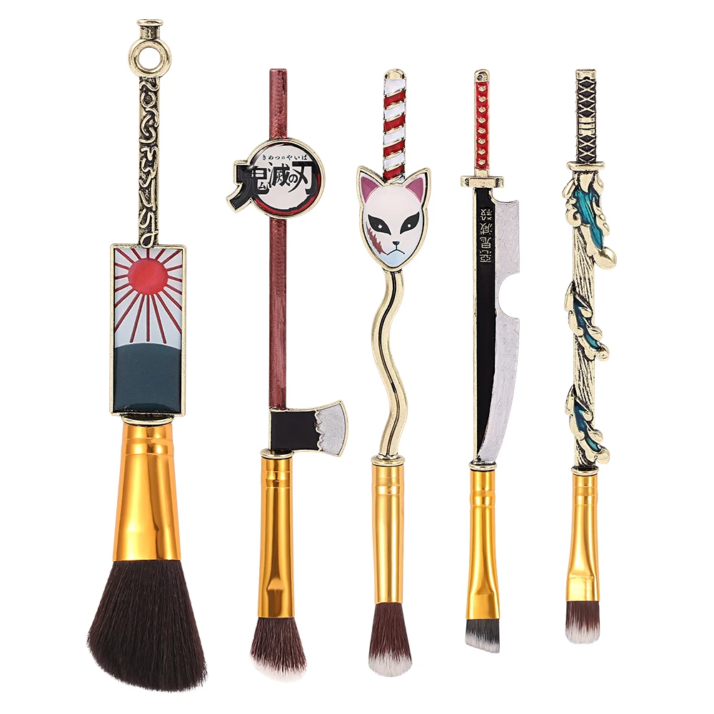 

5pcs/set Japan Anime Cosplay Demon Slayer Kimetsu no Yaiba Makeup Brush, Picture shows