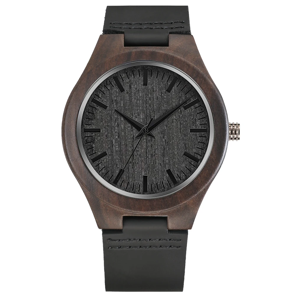 

Black Wood Engraved Watch Personalized Watch as gift Wholesale WoodWatch
