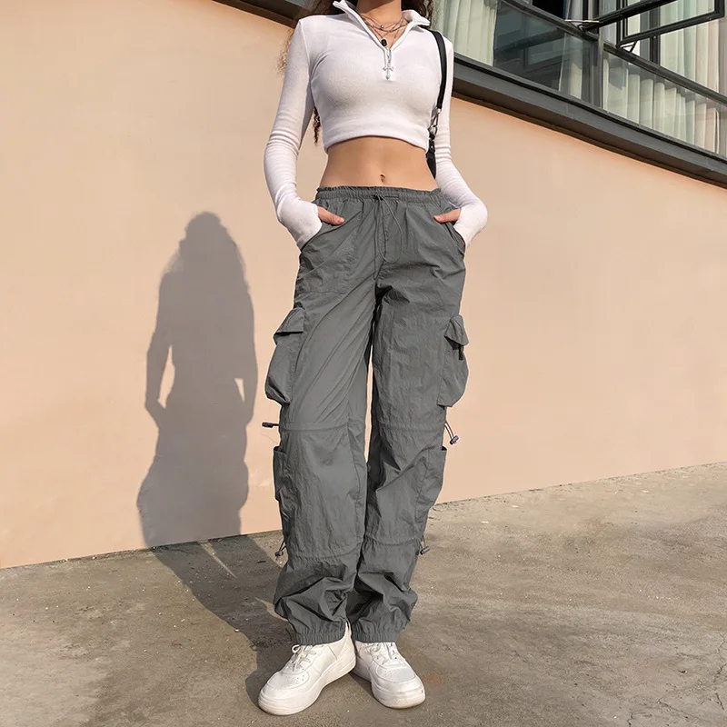 

Wholesale Denim Wide Leg Baggy Cargo Pants Low-Waist Denim Pants Slacks Cargo Pants Women