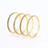 925 Sterling Silver Gold Plated Stackable Micro Pave CZ Rainbow Eternity Band Ring