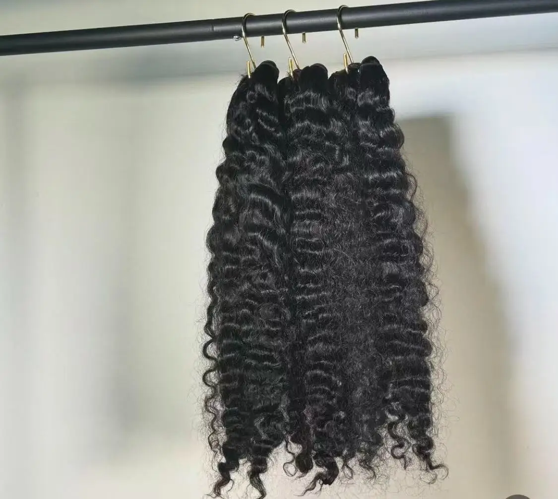 Best Hot Selling 100% Real Human Hair Super Double Drawn Remy Raw Hair Weft Bundles Vietnamese Indian Curly Wig 100g