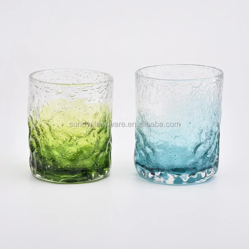 6oz 8oz green glass candle holders
