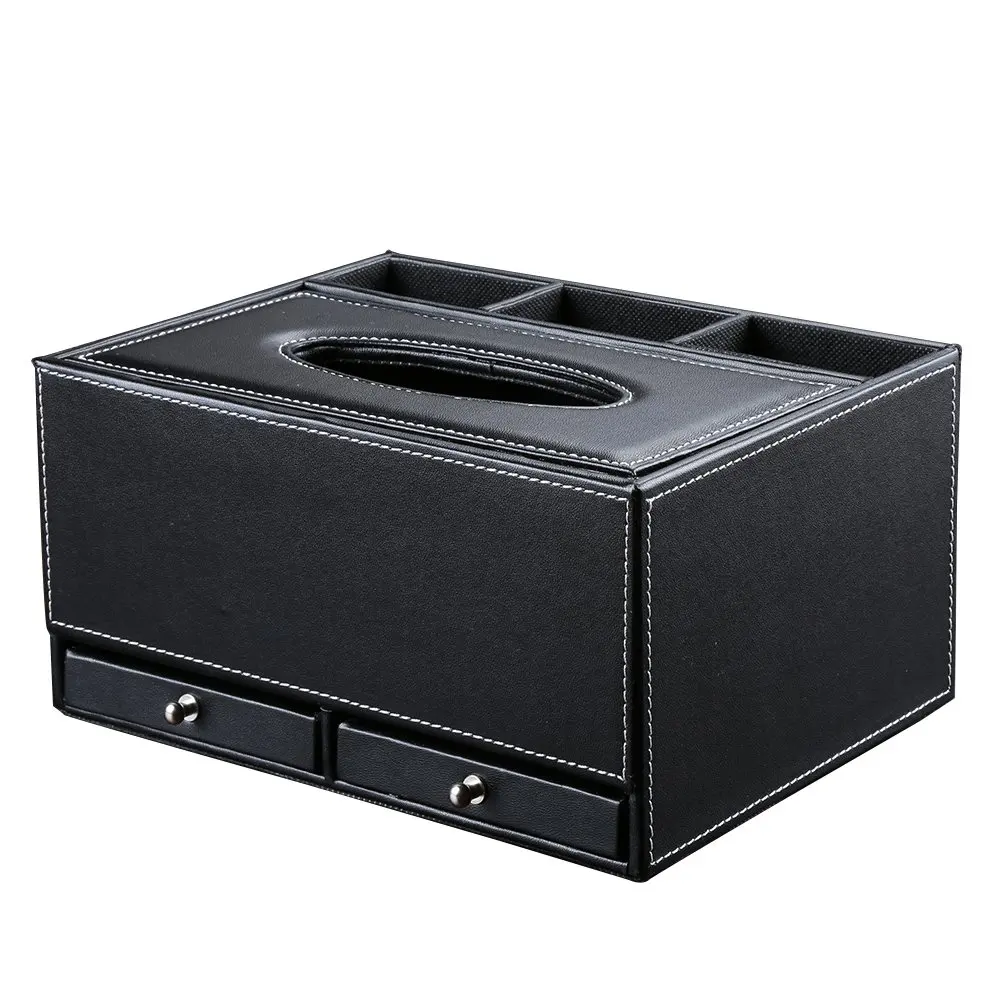 
Hot tissue box desktop office supplies multi-functional creative leather desk 
