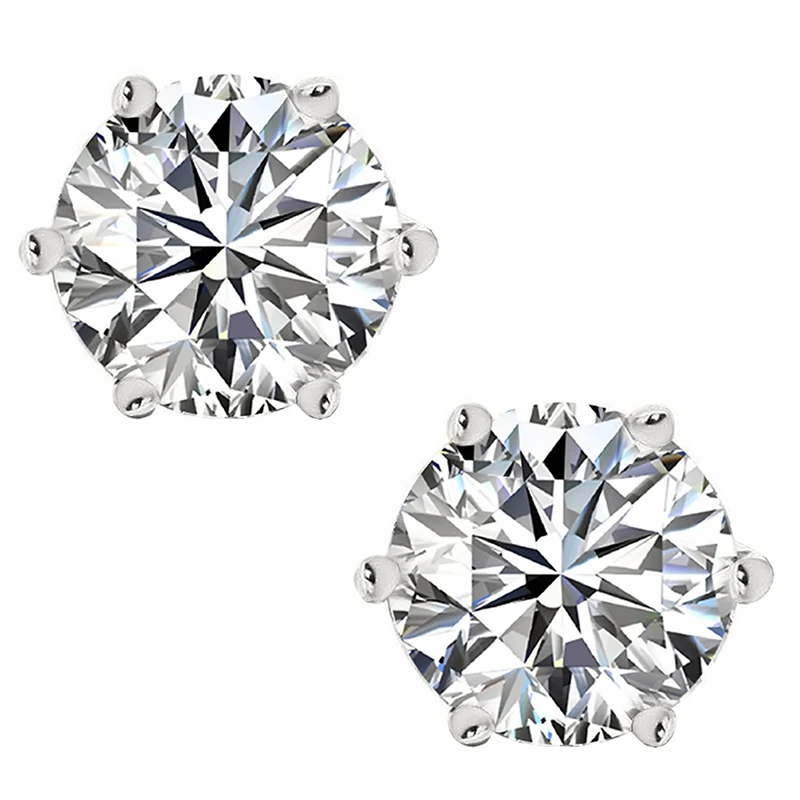 

Fashion 925 Sterling Silver 0.5ct Round Cut CZ Stud Earrings Silver 6 Prongs Stud Earring Women Wedding Party Jewelry Gift