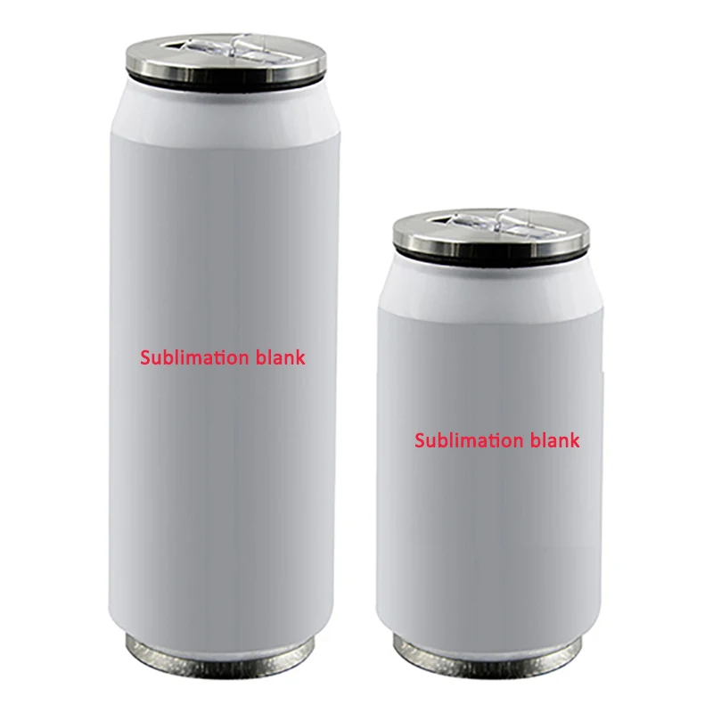 

White Sublimation 350ml 500ml Stainless Steel insulated Cola cans Soda Can Coke Can with straw