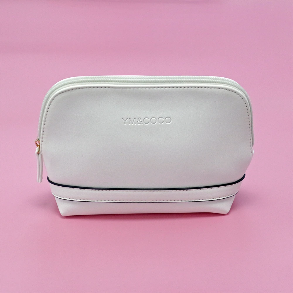 

Unique decorate embossed logo white pvc leather cosmetic bags for women makeup bag, Any color on color swatches