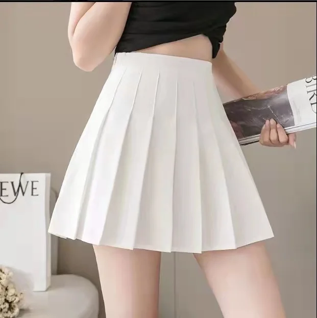 

Wholesale Girls Women High Waisted Plain Pleated Short Skirt Skater Tennis School Uniforms A-line Mini Skirt