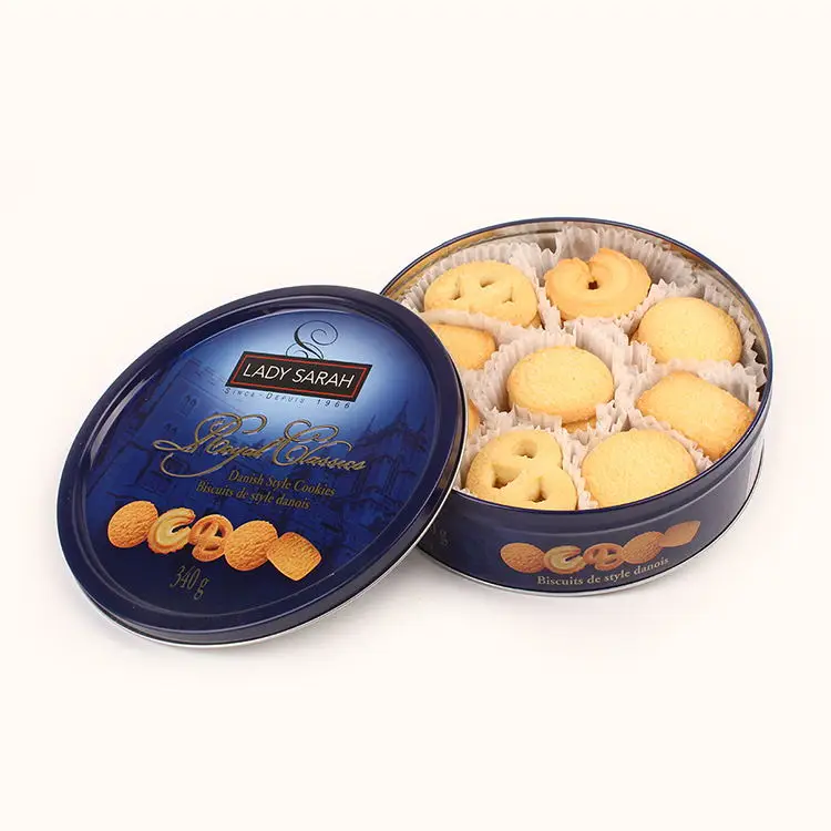 
High Protein Sweet Tasty Blue Tin Shortbread Butter Cookies (340Gr) 