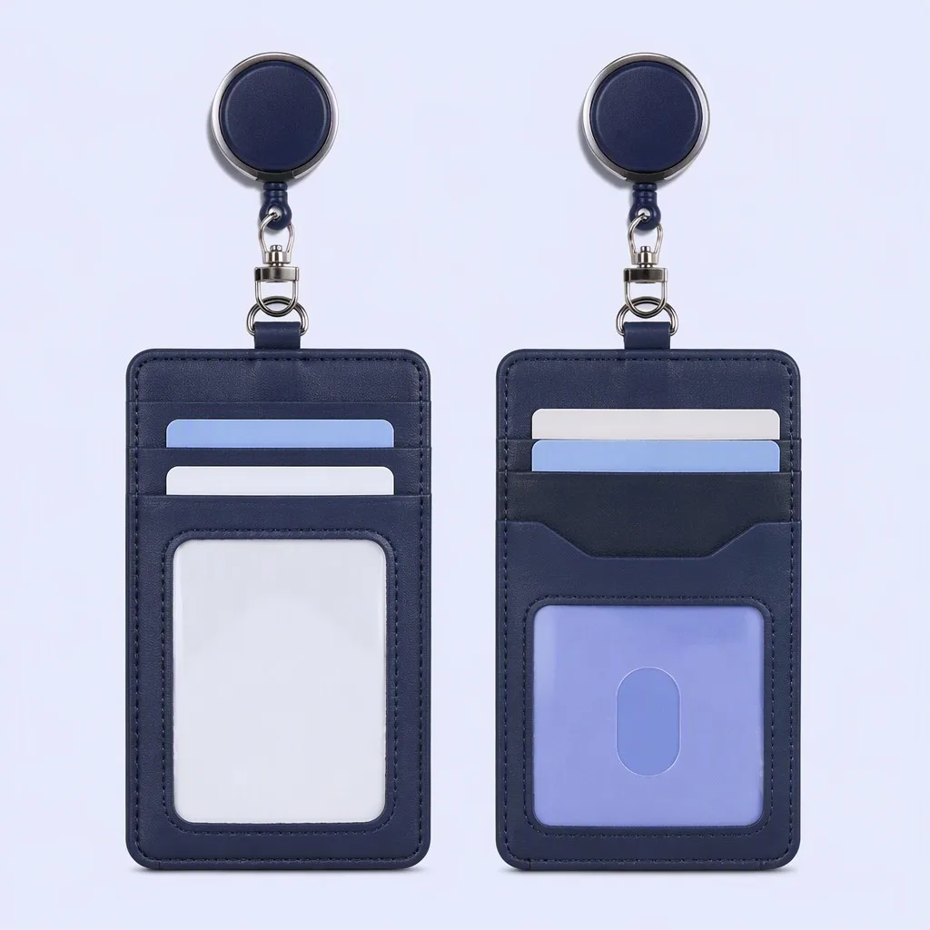 Dual Slot Leather Badge Holder