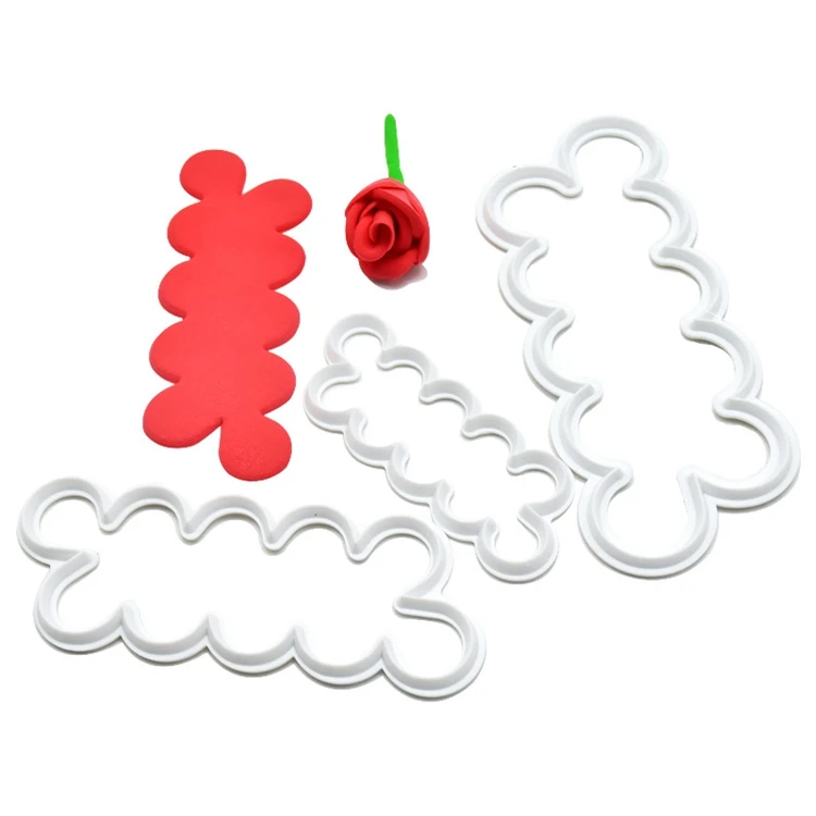 

Rose Mold Cake Biscuits Sugar Skin Printing Flower Cutting Die DIY Baking Cake Tools, White