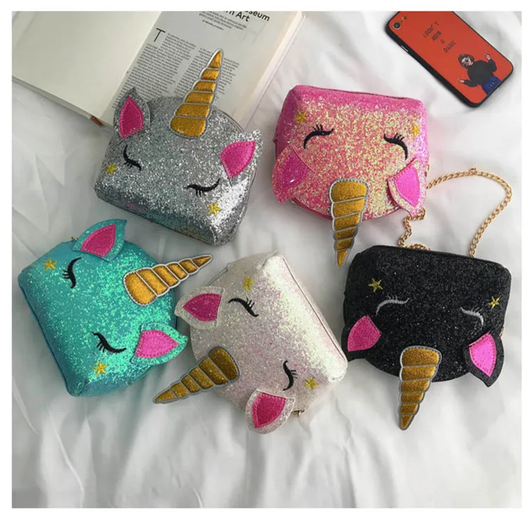 
Sequin Unicorn Chain Shoulder shopping bags for ladies hand makeup bags 