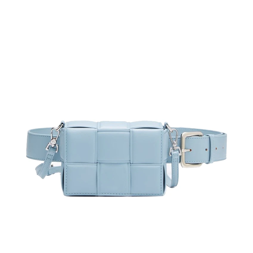 

Women Waist Bags Waterproof PU Leather Belt Bag woven Crossbody Bum Bag