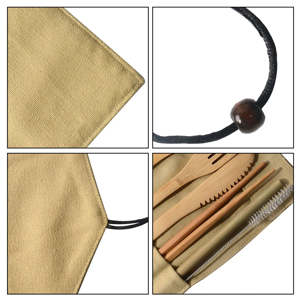 
Eco-Friendly Outdoor Portable Zero waste Bamboo Utensils travel Cutlery Set Spoon Fork Chopstick 