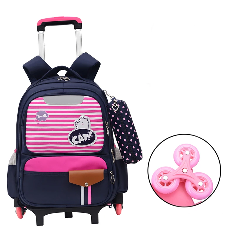 

Hot selling 3-6 Grades children school bags 6 wheels boy kid trolley school bags for girls