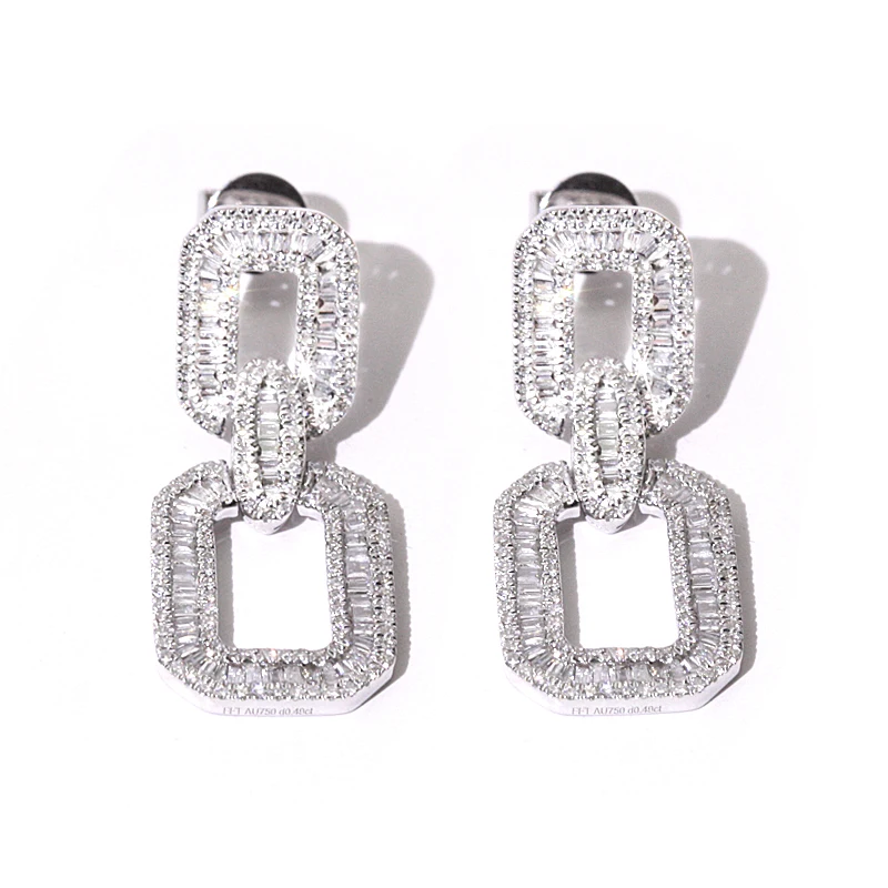 

New designs white Gold filled jewelry Classic minimalist diamond chain earrings stud