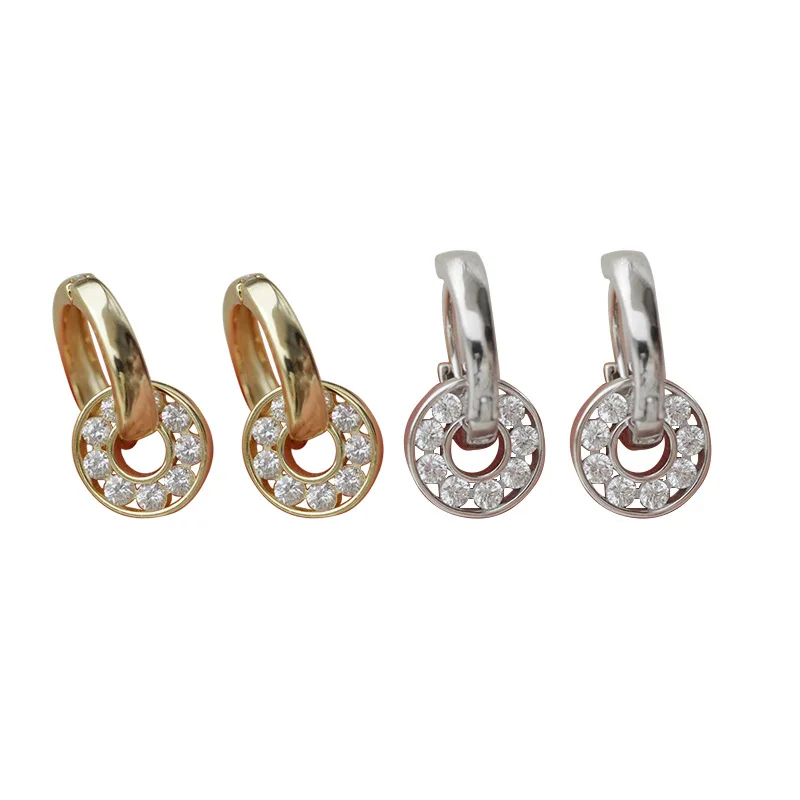 

Dylam No MOQ 925 Sterling Silver Hoop Earring Zircon Rhinestone Diamond Elegant 18K Gold Plated Korean Floral Gold Hoop Earrings