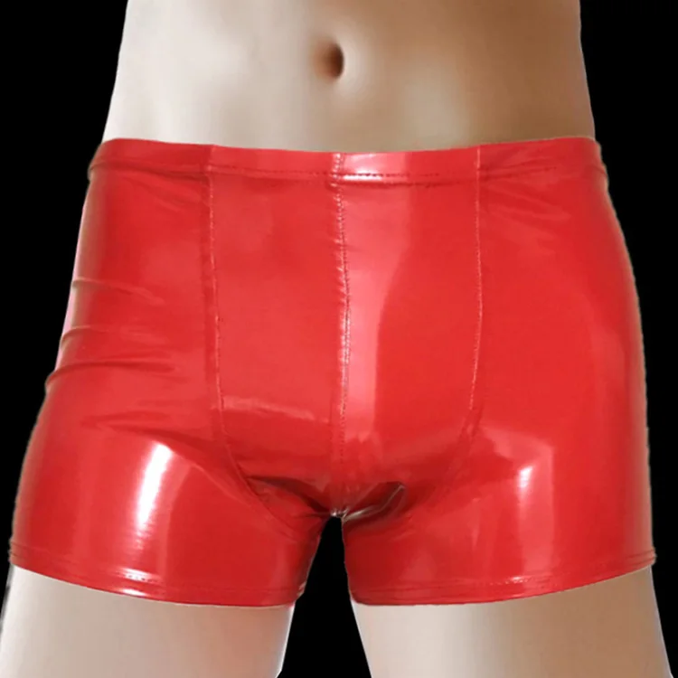 

Gay Shiny Latex leather Underwear Mid Waist Man BOXER BRIEFS Underwear Shorts underwear sexy for men