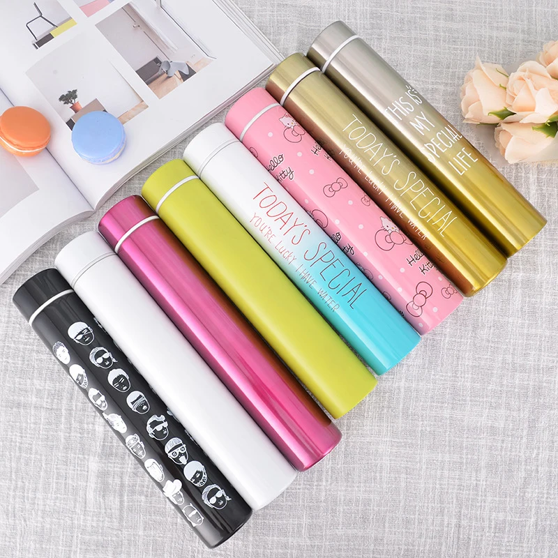 

mini slim double wall water bottle skinny vacuum insulated thermos flask, 44 colors