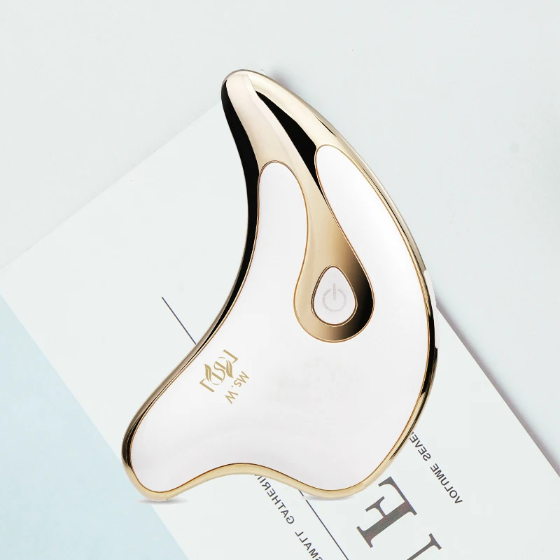 

6 in 1 LED photon therapy face skin lift massager facial massage engine, White/gold/pink