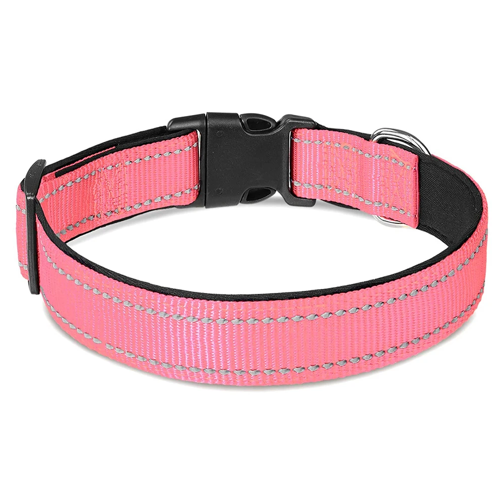 

Wholesale Factory Retail Pink Bulk Personalized Sublimation Spot Adjustable Webbing Ribbon Small Big Large Nylon Pet Dog Collar, Accept customized