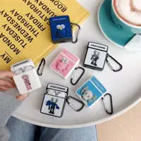 

Square box headset earphone cartoon cover for Airpods Silicone case with hook