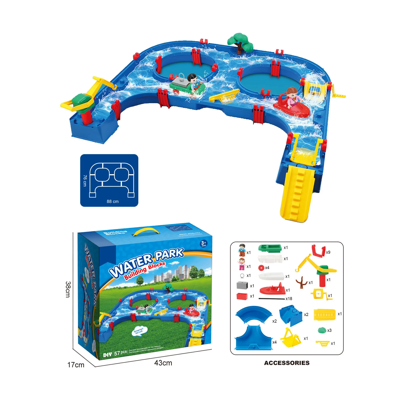 

Hot selling summer outdoor big water park 57pcs kids play sand and water table toys