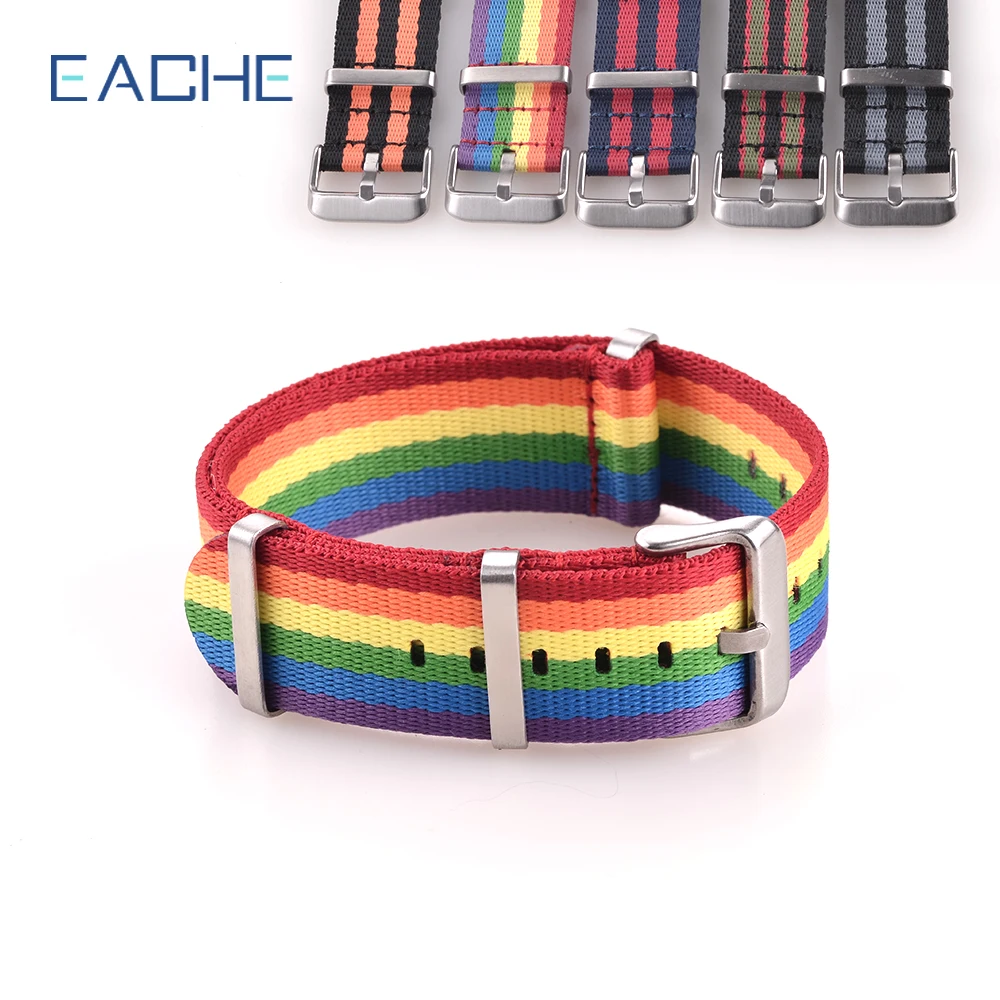 EACHE 20mm 22mm Custom Logo Cool Rainbow Designers Nylon Fabric Smart  Watch Bands With Charms Wrist Band watchband 2023