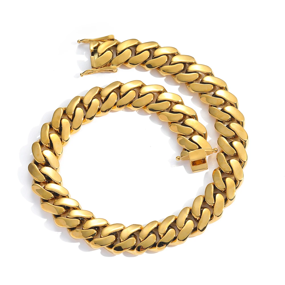 BC041 22MM Brass Cuban Chain Necklace Men Hip Hop Jewelry Chunky Cuban Link