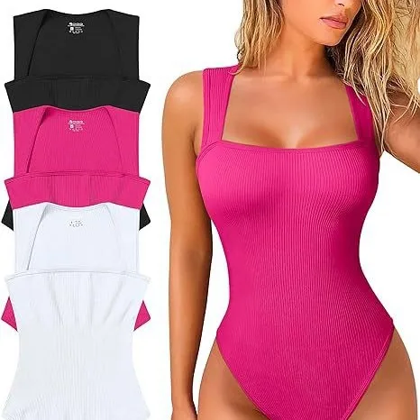 Ribbed Sleeveless Tight Bodysuit