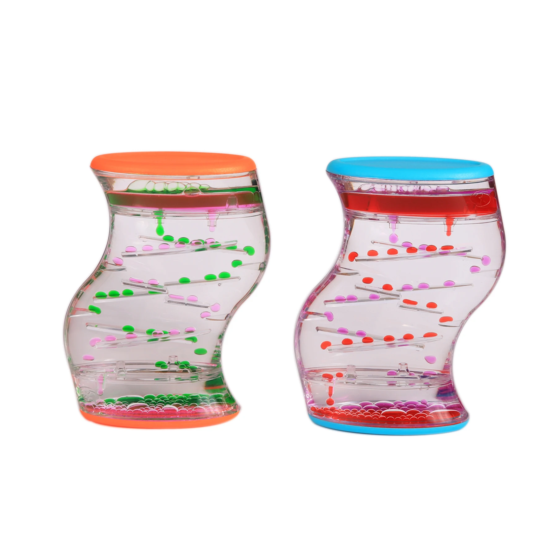 

S Shape Plastic Liquid Motion Bubbler Toy Timer Children Toy Child Sand Timer, Green, blue, orange or customize color