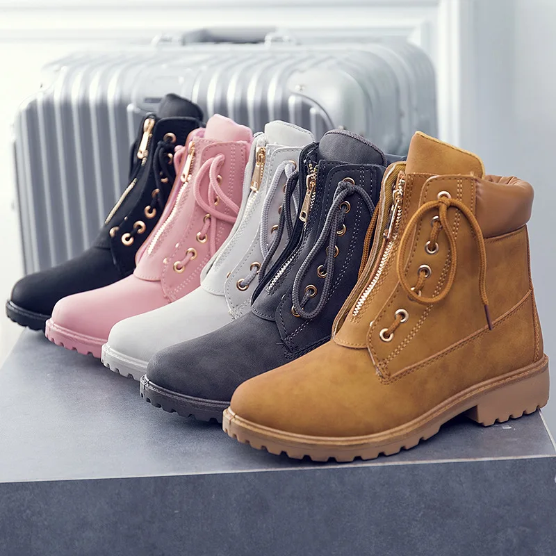 

Wholesale Black Zipper Fashion Style Ladies New 2021 Winter Women Tooling Martin Boots