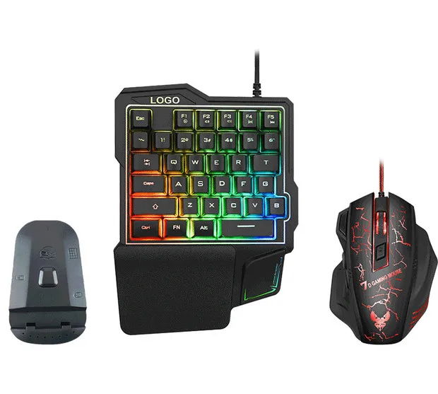

Travelcool K7 One-handed Keyboard and Mouse Set Photoelectric Game Artifact USB Manipulator Chicken Throne Set 1600Dpi Backlight