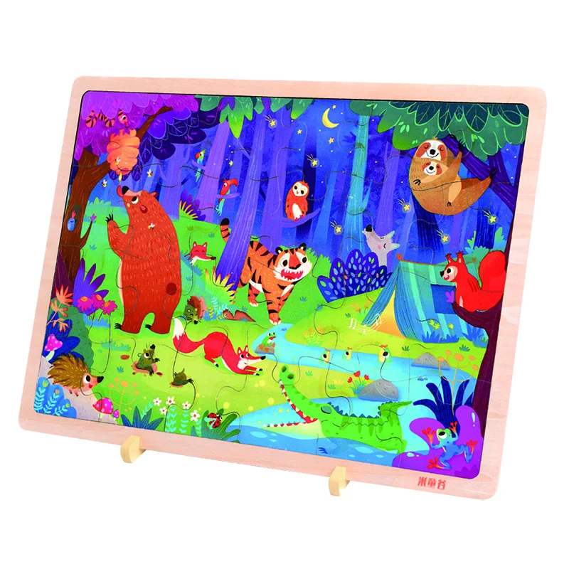 

COMMIKI Custom Wooden Jigsaw Puzzle Children Learning Educational Puzzle Toys 24 Piece Kids Jigsaw Puzzles