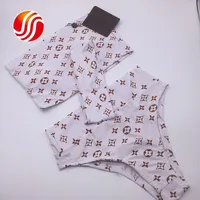 

Women Fashion Letter Printed Headband+ Bikini Sexy Beach Three Piece Set Swimsuit