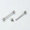 14g Internally Threaded ASTM F136 Titanium Nipple Tongue Straight Barbells with Double Prong Set Opal Ball