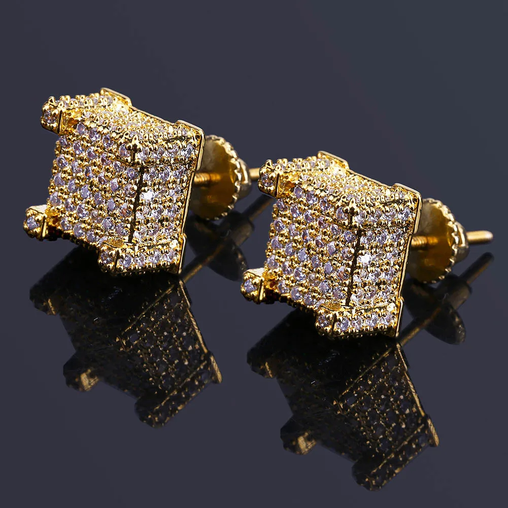 

Verena Jewelry Dropshipping Fashion Gold Stud Earrings Set Bling Iced Out Cubic Zirconia Diamond Jewelry Square Stud Earrings