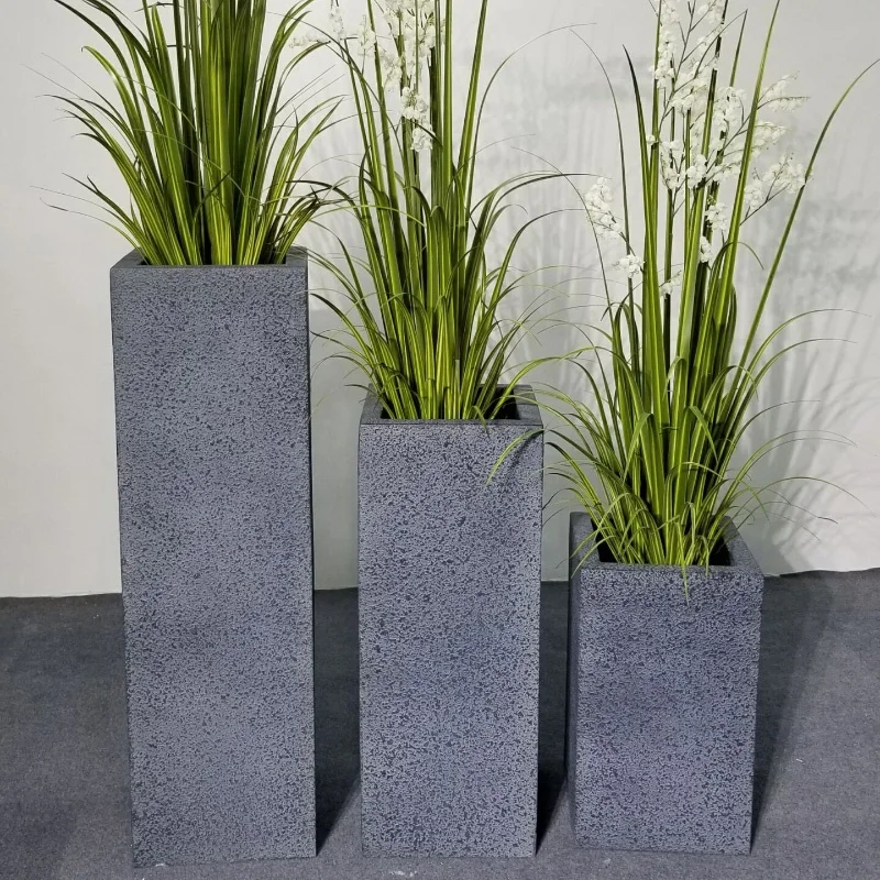 

Simplicity Style Fiberglass Flower Pots Nordic Square Shape Planter Gardening Indoor Outdoor Plant Pots