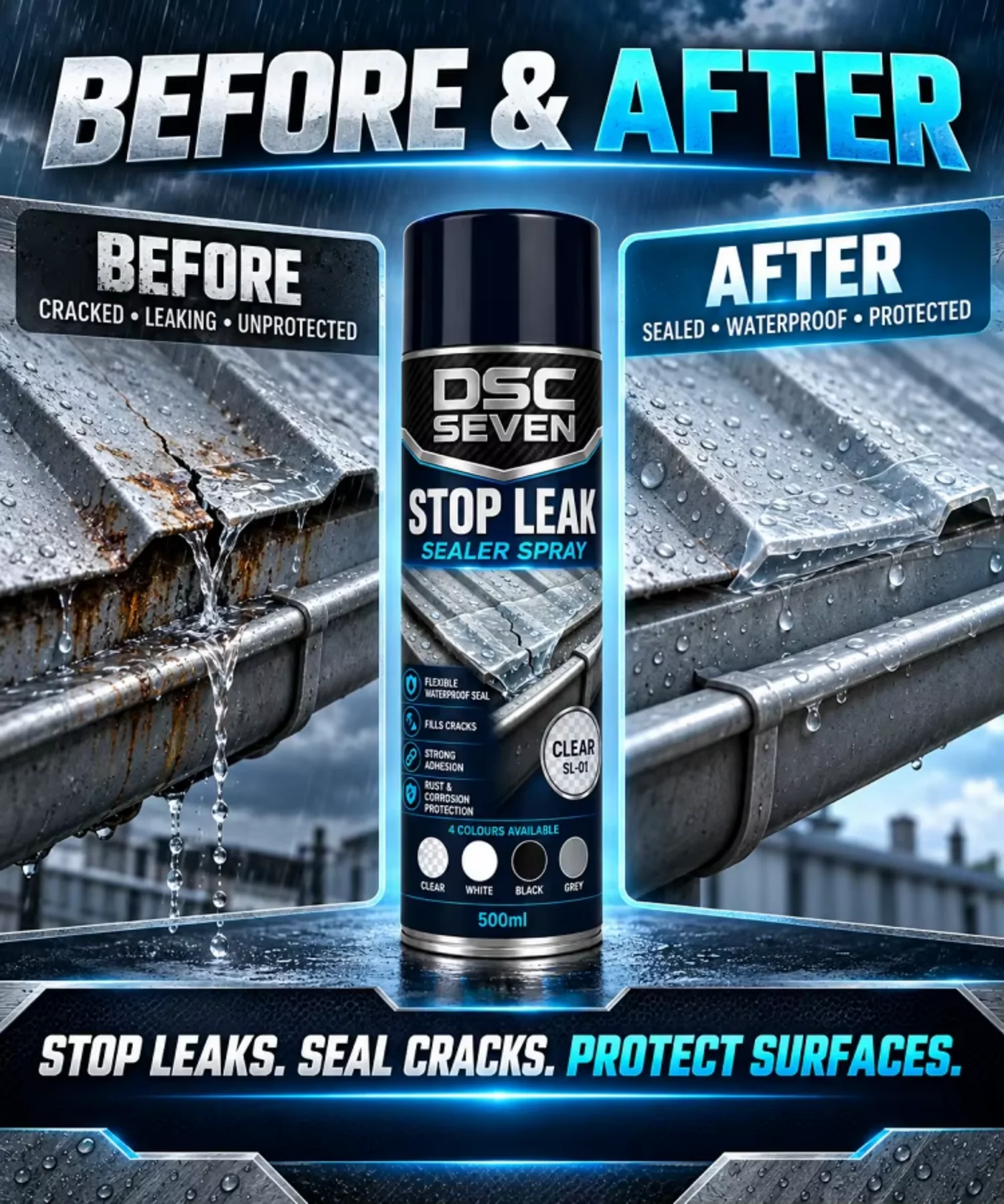 Elastic Waterproof Sealant Spray Stop Leak Rubber Coating for Metal Gutter & Drain Pipe