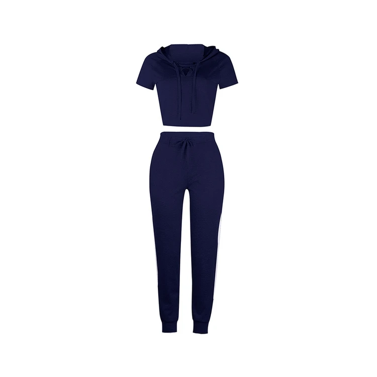 

Long Sleeve Hooded Crop Top Leggings Pants Stretch Tight Sport Wear, As photo shown or customized