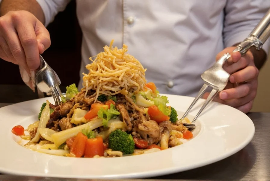 Chef preparing signature dish at Pepper Asian Bistro 2 with fresh ingredients arranged artistically