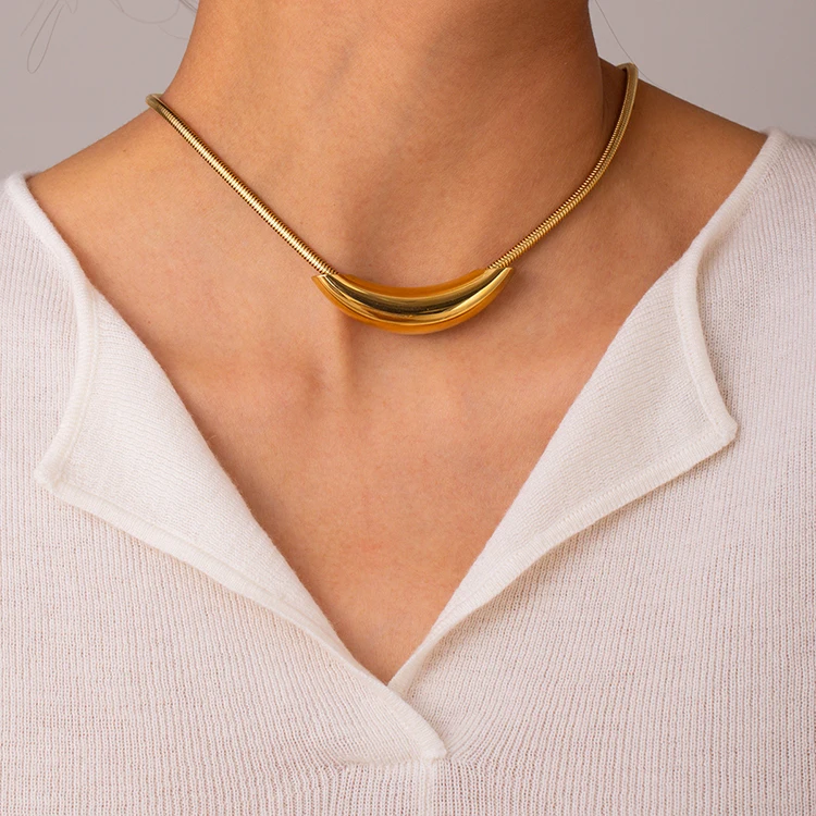 

H039 Wholesale Collares De Acero Inoxidable Por Mayor 16K Gold Plated Stainless Steel Snake Chain Choker Chunky Jewelry Necklace